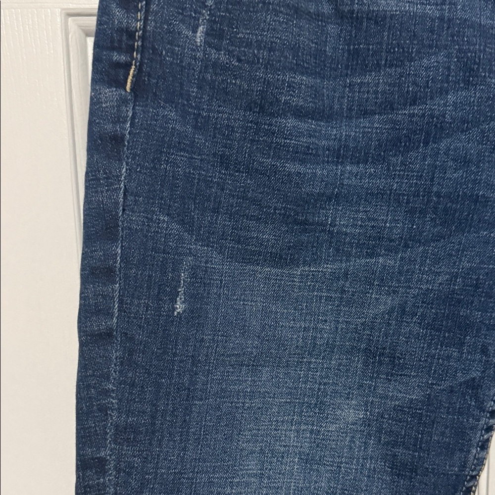 Seven7 Women’s Cuffed Distressed Deep Blue Cropped Jeans – Size 10 - Picture 5 of 16